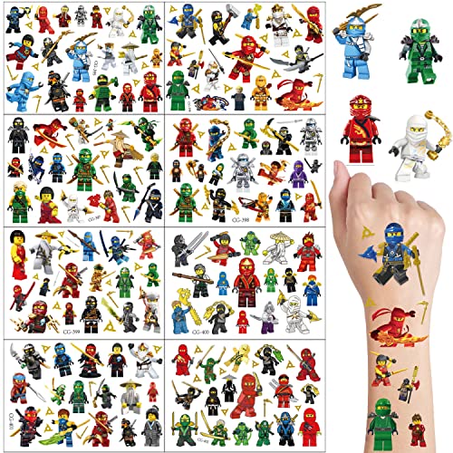 8 Feuilles de Tatouage pour Enfants, Autocollant de Tatouage pour Enfants de Bande Dessinée,Tatouages Temporaires pour Enfants Respectueux de la Peau pour les Filles Garçons Cover