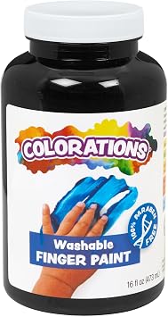 Colorations Paraben-Free Washable Finger Paints, Black, 16 fl oz