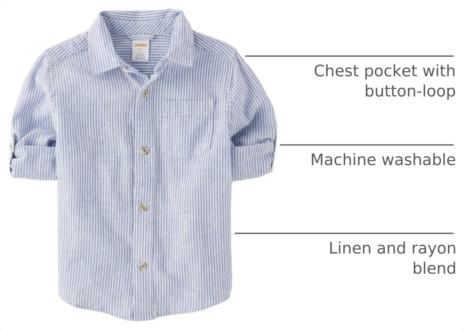 Gymboree boys And Toddler Long Sleeve Linen Button Up Shirt image 4
