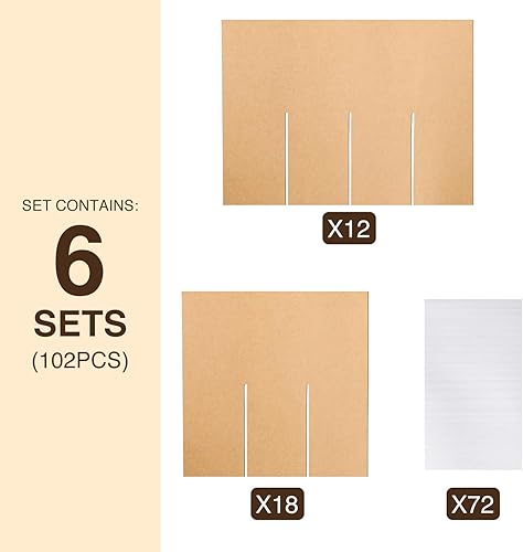 Miniatura 8 de XPCARE 6 juegos de separadores de vidrio para mudanzas, cajas de mudanza de platos, kit de caja de mudanza de cocina, separadores de cartón para