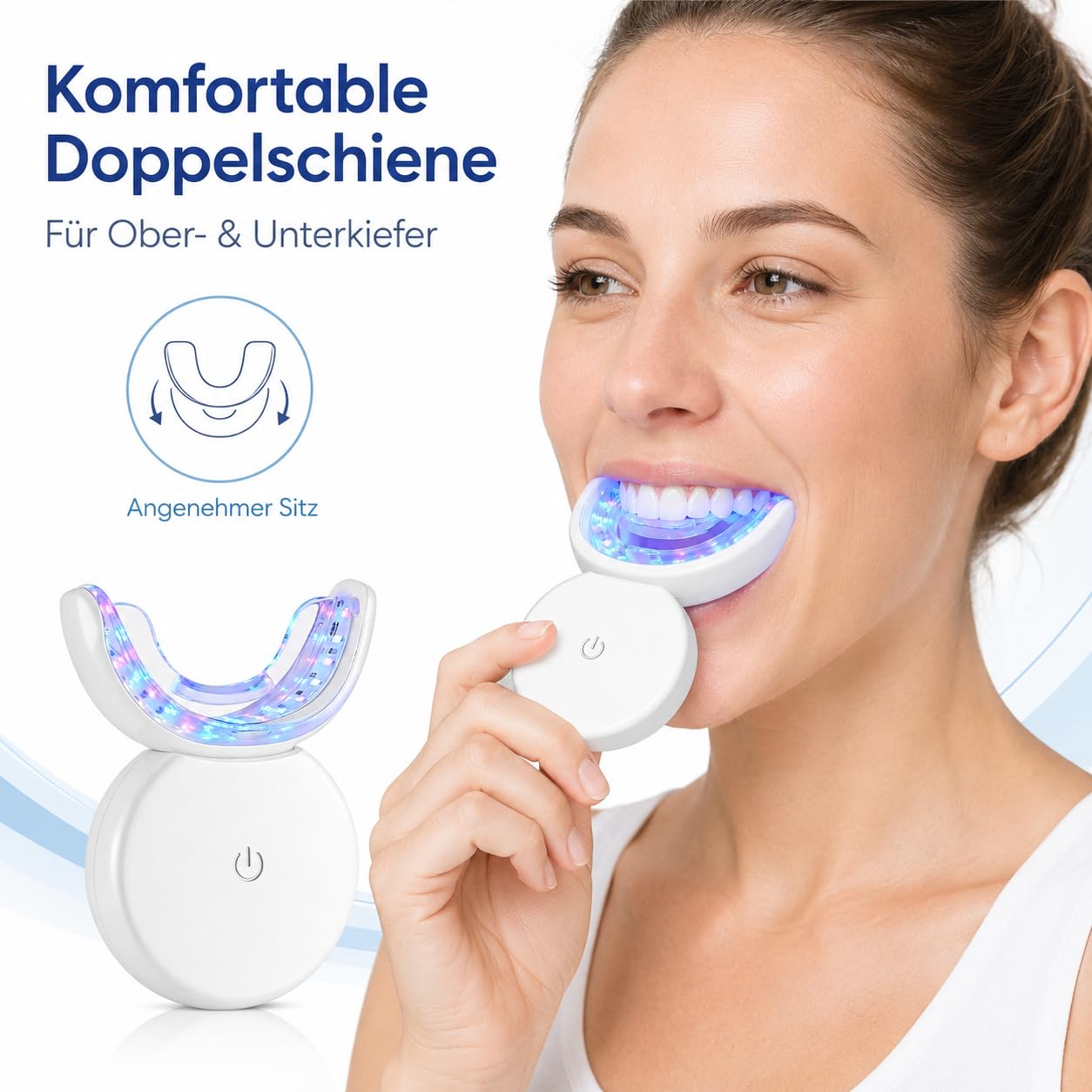 Wellawhite Teeth Whitening Zahnbleaching Set Für Zuhause Mit LED Licht Mundschiene Gel Für Gelbe Zähne Kaffee Tee Rotwein Verfärbungen (Schwarz)