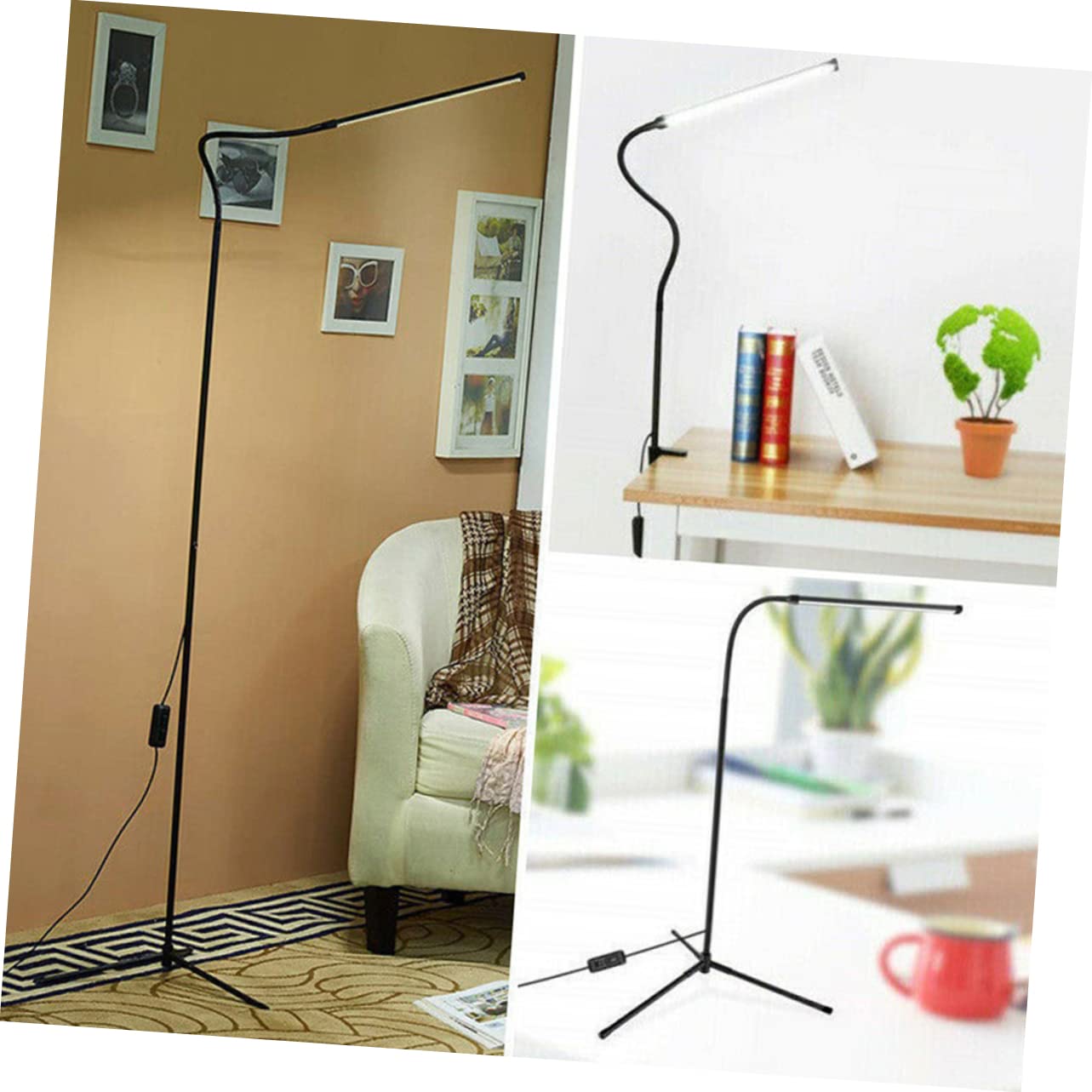 Gadpiparty Lampada da Lettura LED Dimmerabile con Braccio e Clip, Luce Antiabbagliamento, Alimentazione Usb, in Alluminio e Ferro per Scrivania e Comodino