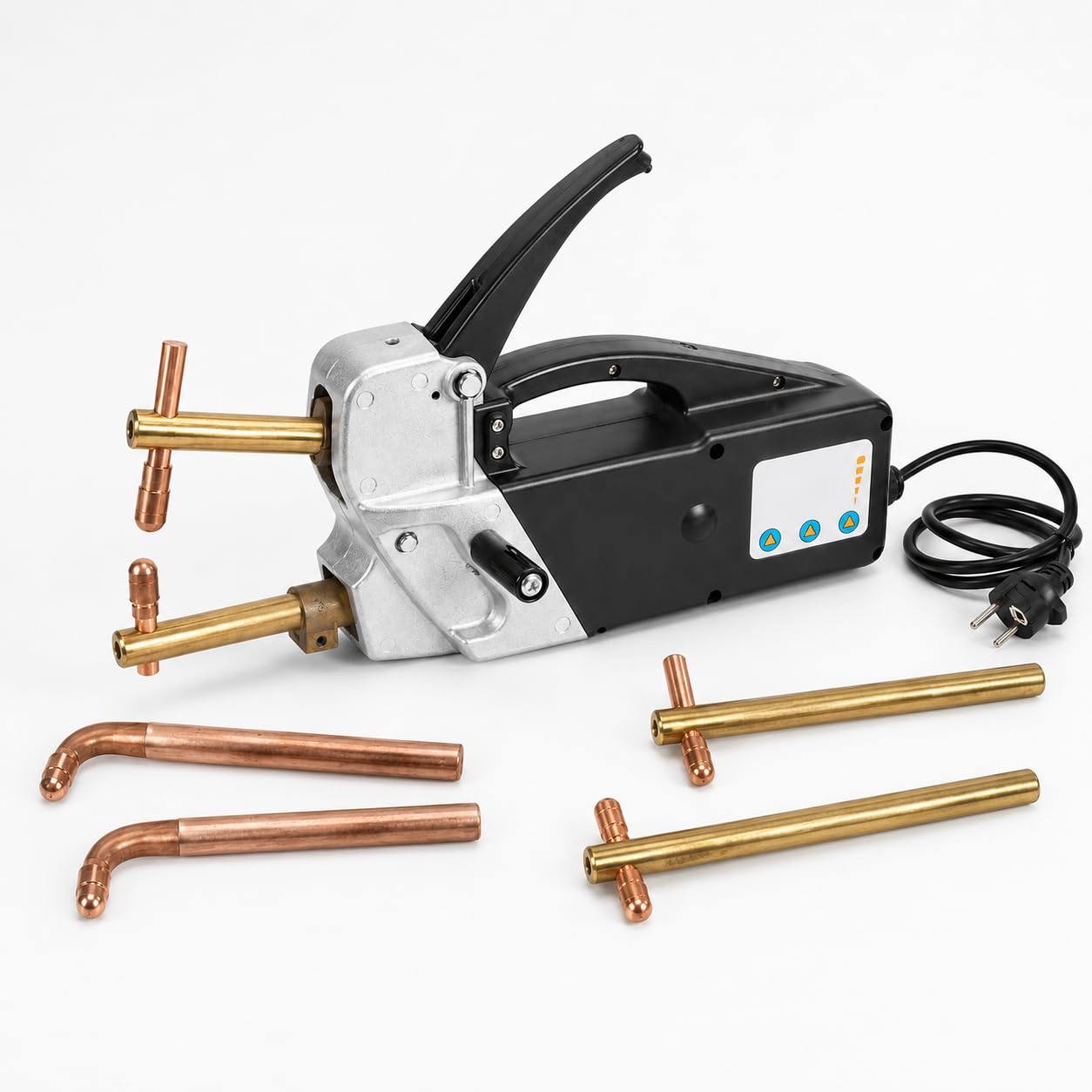 Soldadora eléctrica por puntos, máquina de soldadura por puntos de doble cara con pistola de punta de mano para acero suave, reparación de chapa y trabajo de carrocería