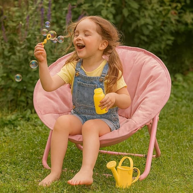 KARTAHARTA Round Chair with Floor Chair Back Support,Folding & Living Room & Bedroom,Portable Room & Kids,Folding Camping Chair for Indoor–Outdoor Relaxing,Comfortable Foldable Floor Seating (Pink) 2