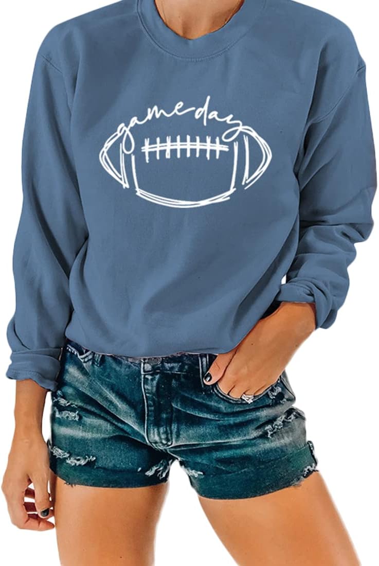 Women Crewneck Long Sleeve Football Game Day Sweatshirts