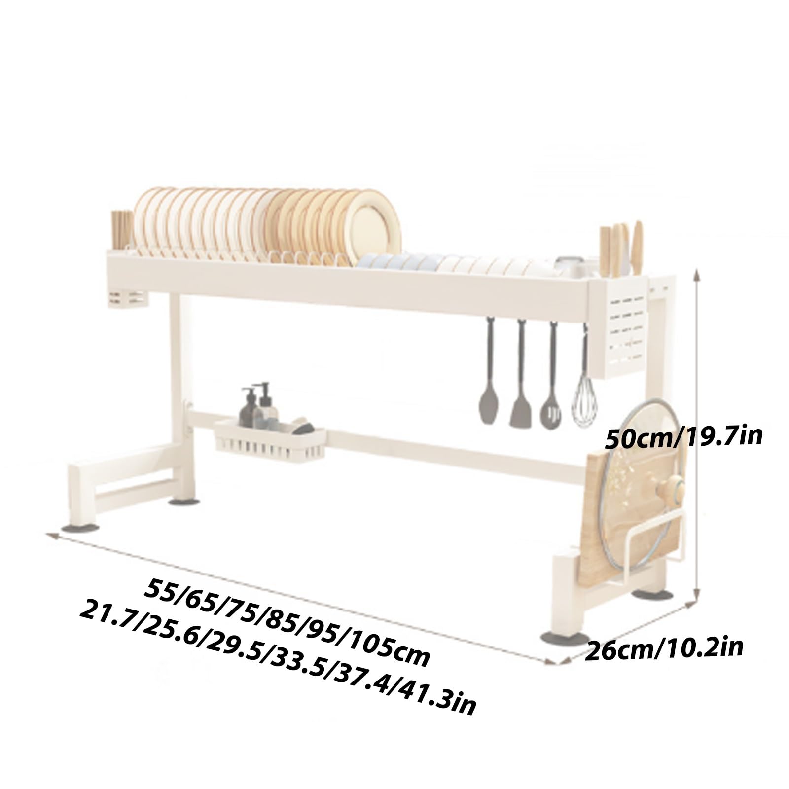 Grand Espace de Rangement, Bonne Ventilation et Drainage, accès Facile | Égouttoir de Cuisine Robuste et résistant, Porte-Vaisselle, Porte-Baguettes Multifonctionnel (1 Couche, 85 cm)