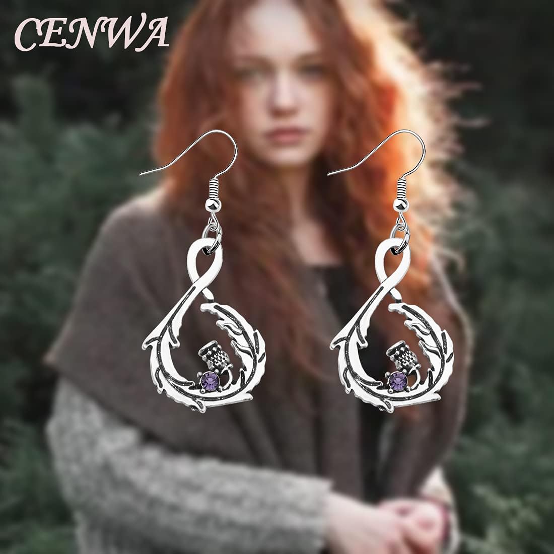 CENWA Scottish Thistle Drop Earrings Scottish Jewelry - Image 6