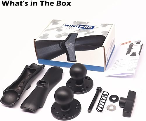 Miniatura 9 de WINDFRD Soporte de bola doble de aluminio de 1.5 pulgadas con dos placas redondas AMPS, tableta, soporte para buscador de peces, brazo de doble