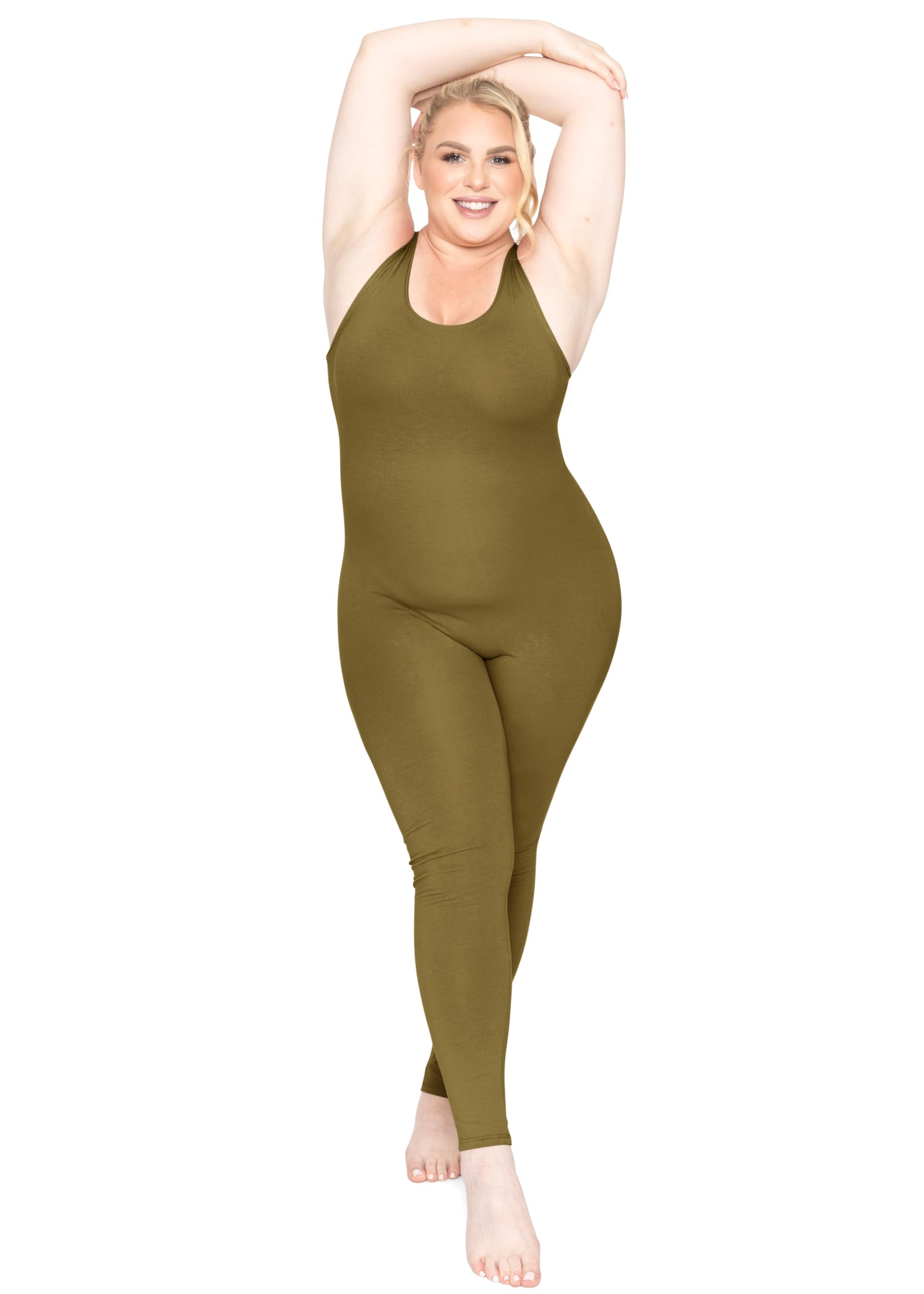 STRETCH IS COMFORT Womens Plus Size Tank Unitard Athletic Rompers For Women