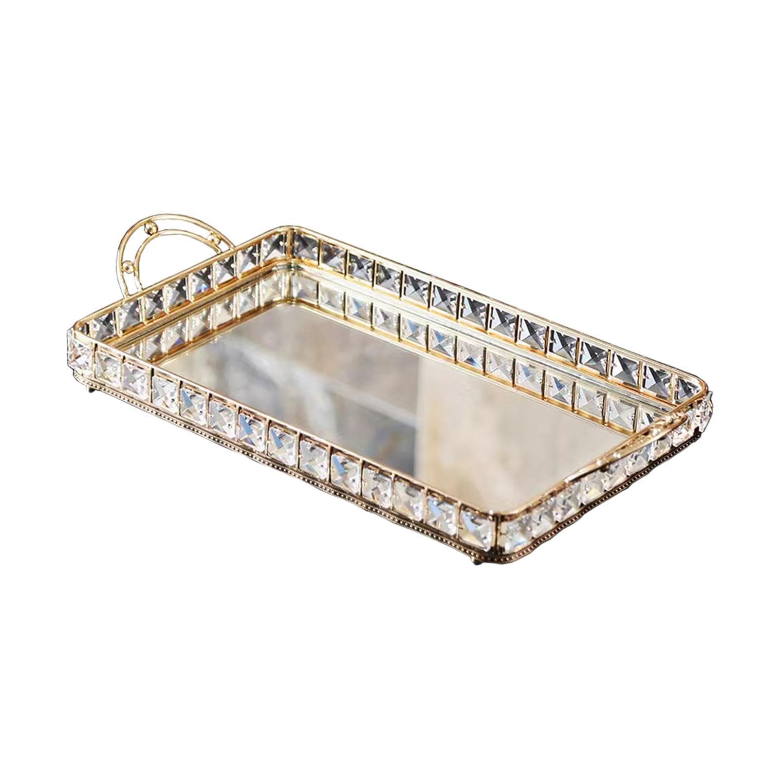 ALCXAZS Stunning Mirror Tray Makeup Tray Jewelry Eye Catching Decorative Piece As Serving Entrance Hall Perfume Decor Vanity Bathroom, 40x21x7cm