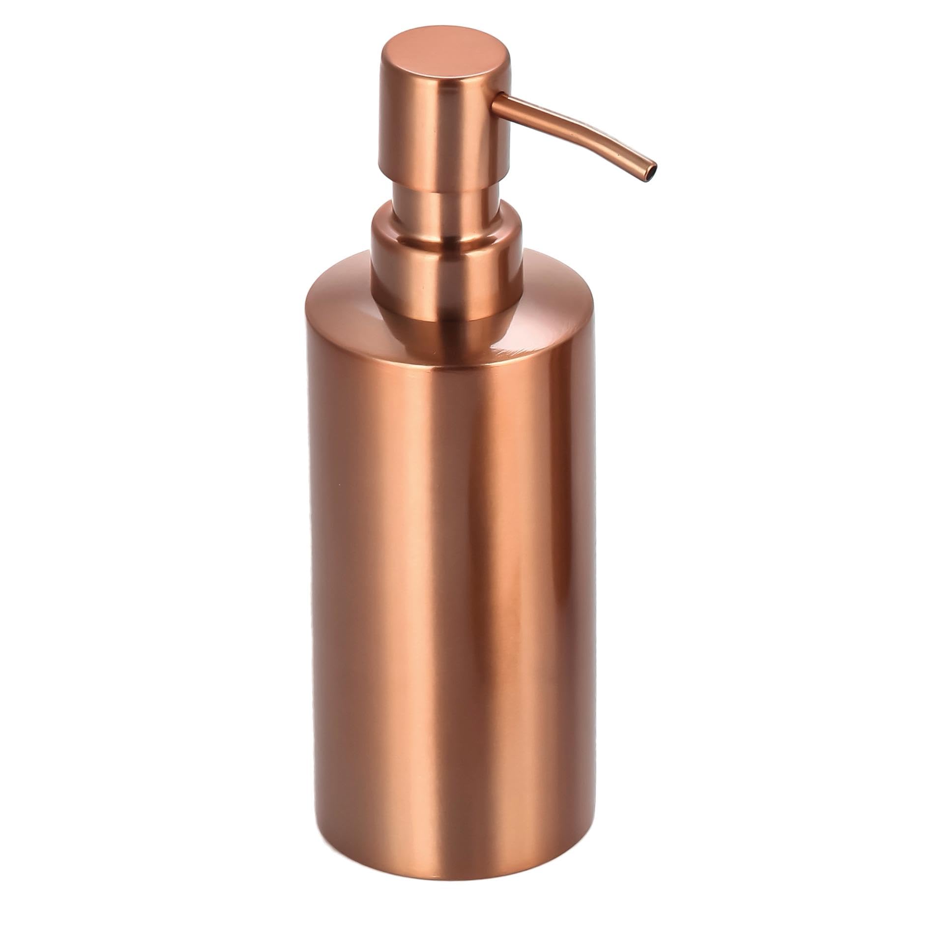 MSV - Distributeur de Savon INOX Modèle - Hans - Cuivré - Élégant et Pratique pour Votre Salle de Bain - Facile à Remplir et à Utiliser - Parfait pour Un Usage Quotidien - 18 cm