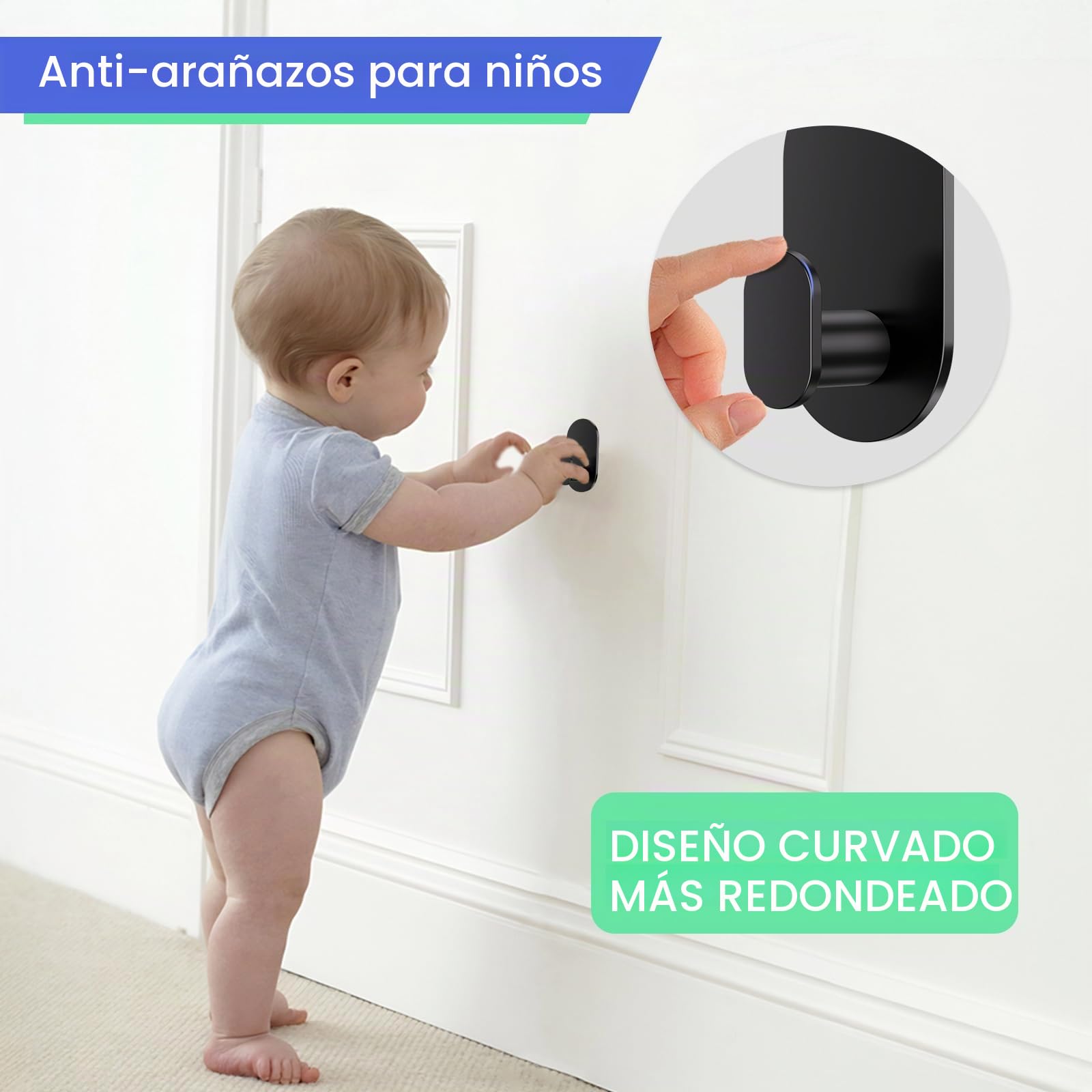Aikzik Ganchos Adhesivos para Pared, Acero Inoxidable Toalleros sin Taladro, Colgadores Adhesivo Resistentespara Toallas Baño Cocina Albornoz, Negro