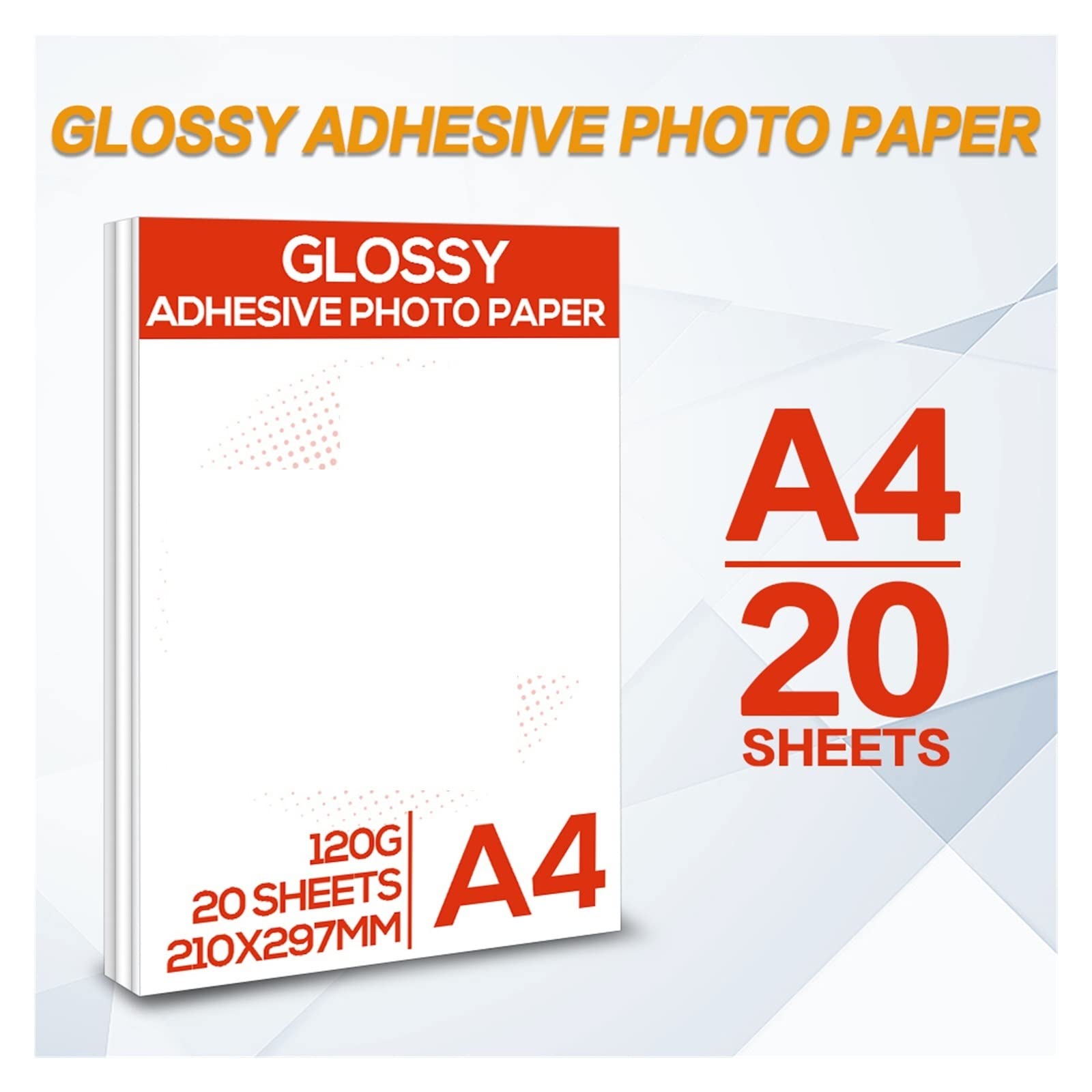 40 arkuszy błyszczący samoprzylepny papier fotograficzny A4 samoprzylepny papier do drukarek atramentowych do drukarek atramentowych wysoki połysk papier fotograficzny Lucky (Color : 20 Sheets