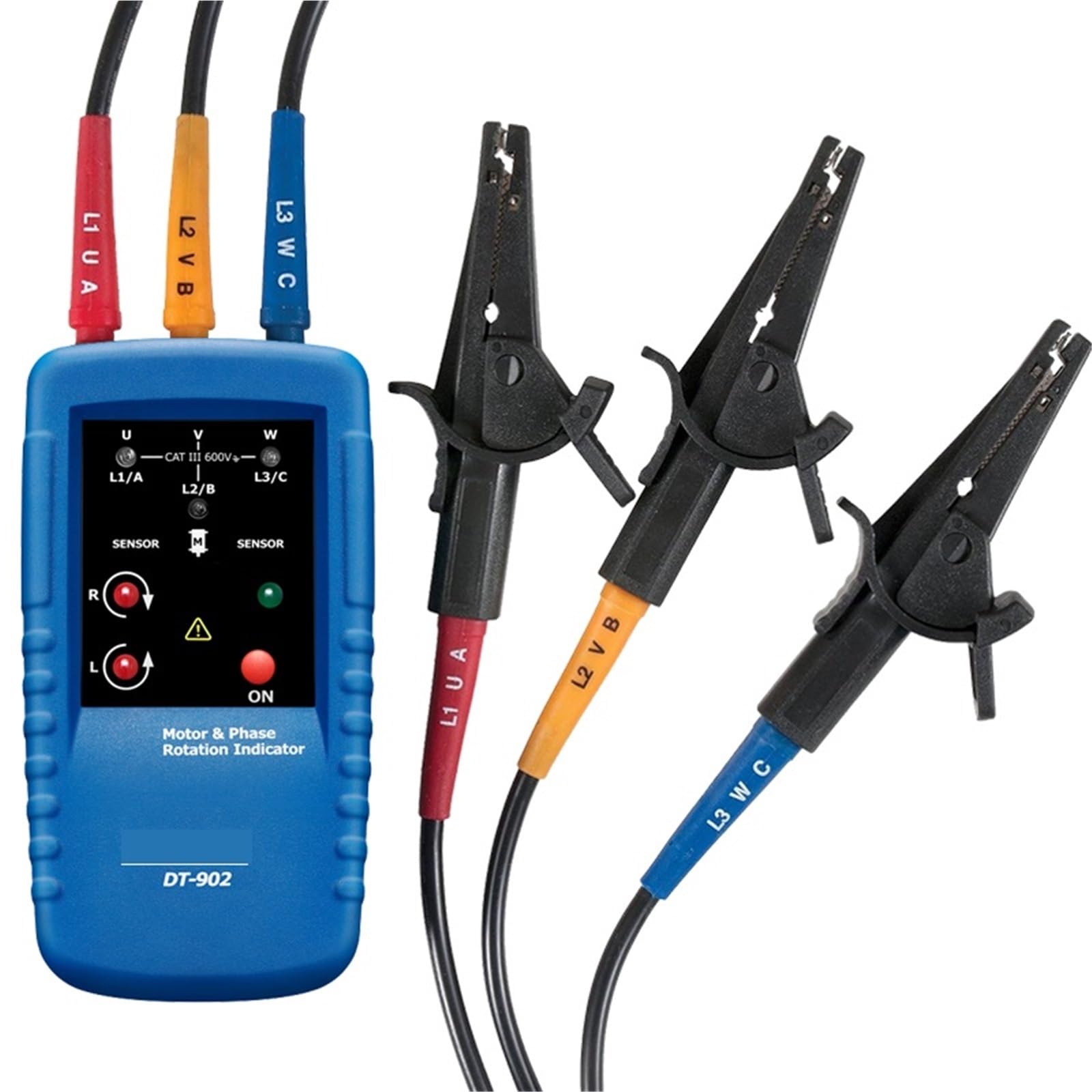 Probador de secuencia trifásico sin contacto, Motor portátil de 120V a 400V CA e indicador de rotación de fase(Blauw)