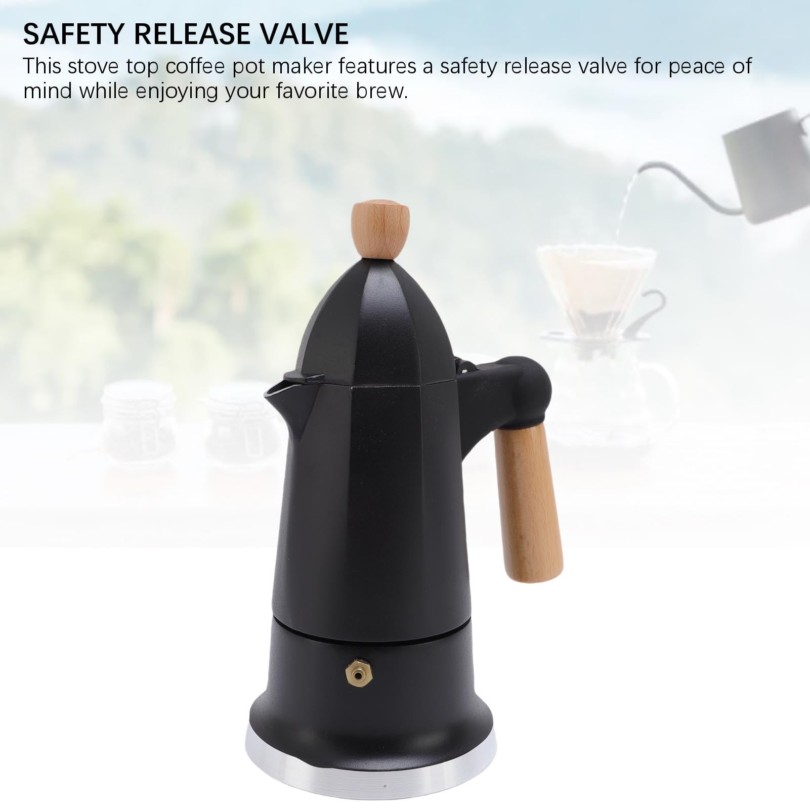 3 Tazze di Pentola di Mokas Counco, Percolatori in Lega Singola in Alluminio Produttore di caffè per Uso di Campeggio per Uso Domestico per L'uso di Campeggio Domestico (BLACK)