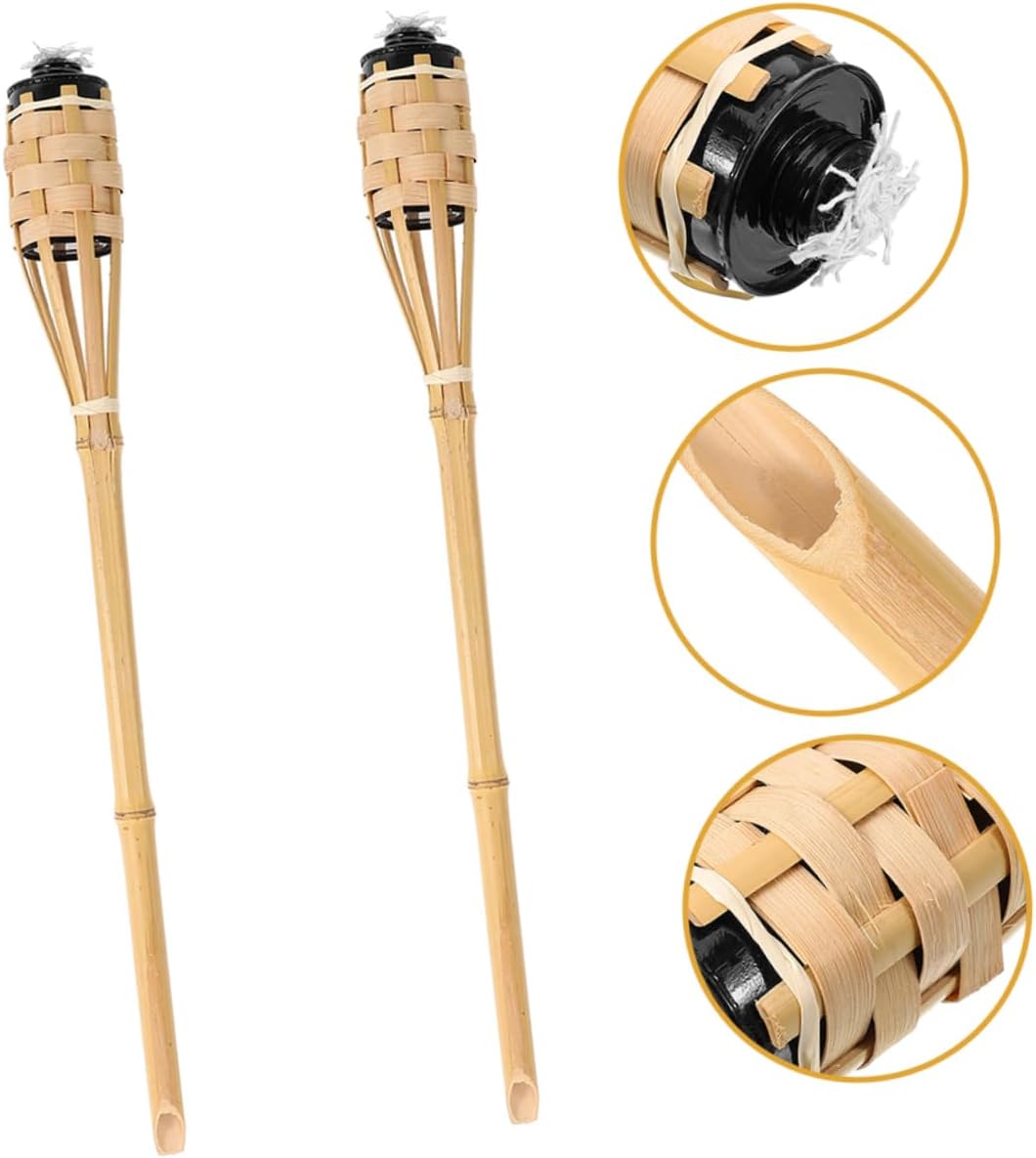 LALAFINA 4Pcs Torches for Outside Handmade Decorative Fire Torch with Lights for Weddings Festivals and Summer Luau Parties Construction