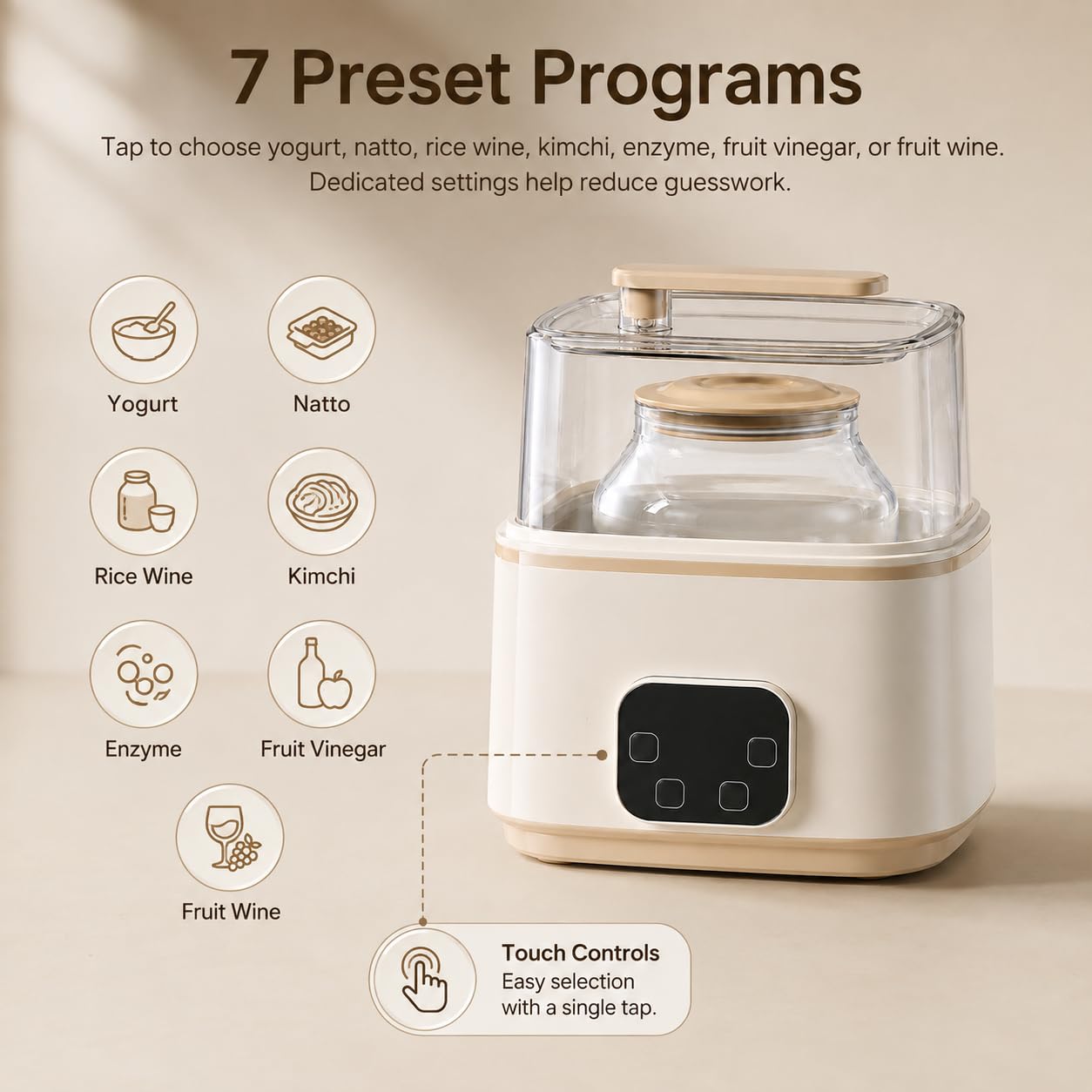 Yogurtera, Tarros de Cristal 1L+2L, 7 Programas
