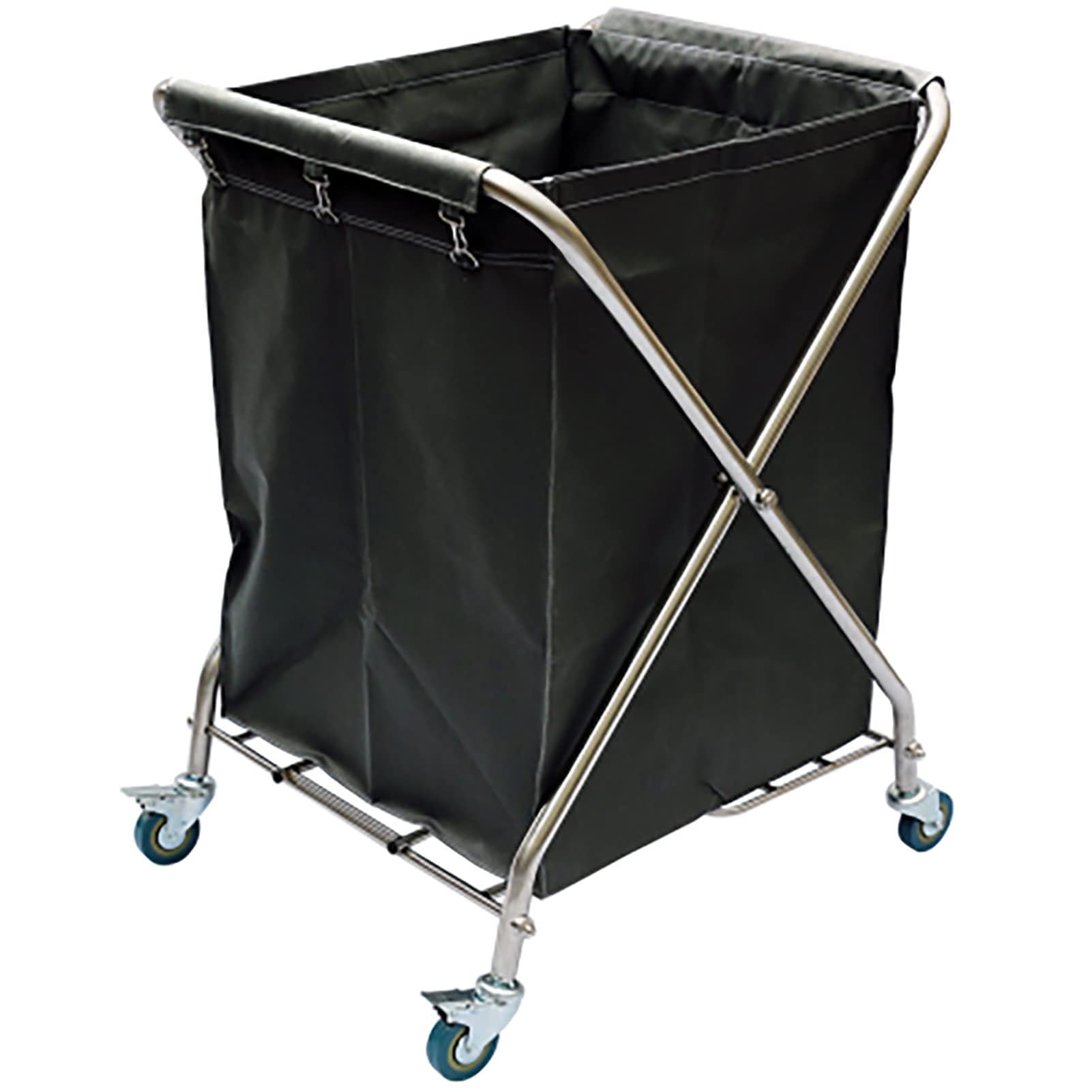 Carrello portabiancheria resistente, in acciaio inox, per uso industriale, cesto commerciale per hotel e lavanderie familiari