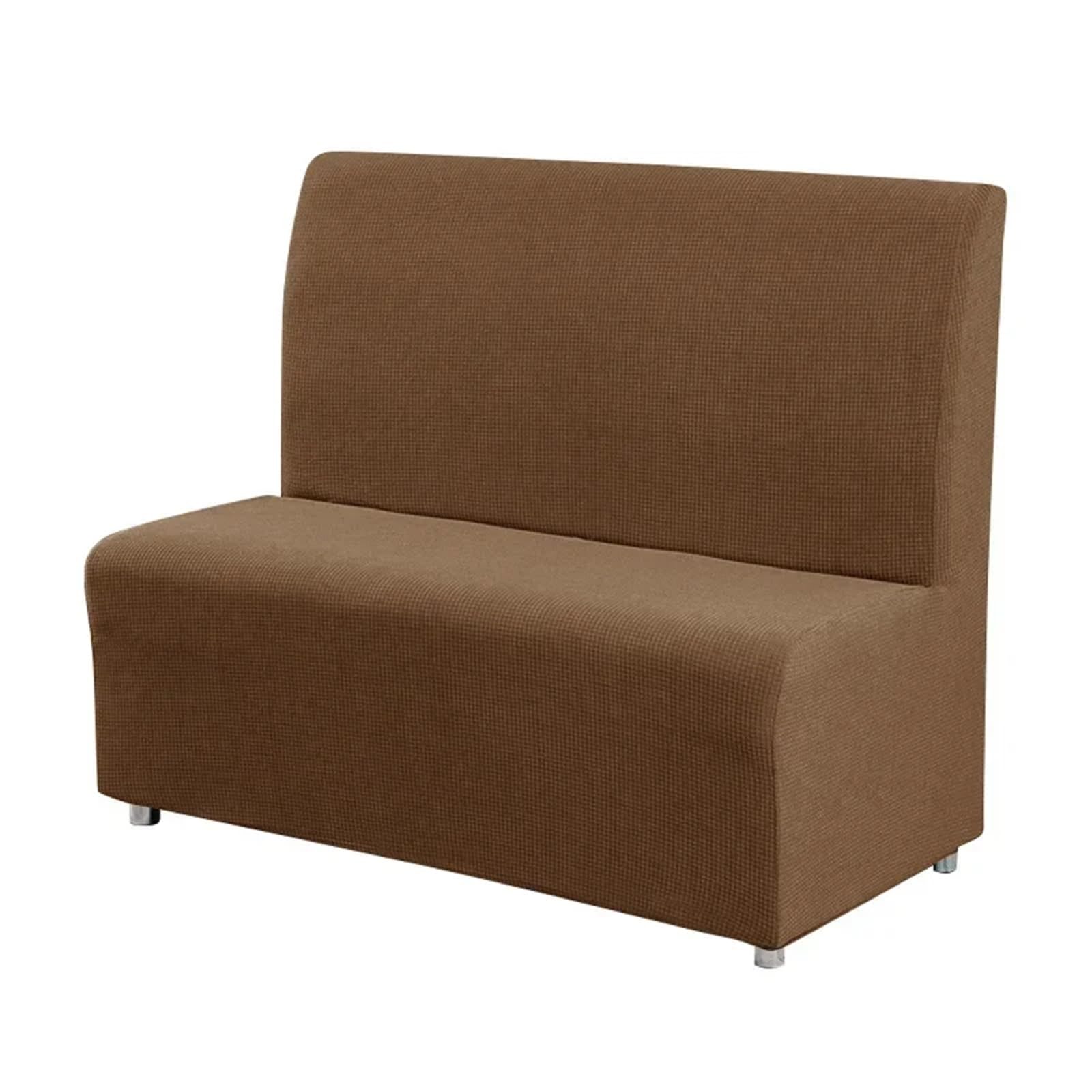 DHYUACN Armless Sofa Slipcover Solid Color Jacquard Sofa Cover Stretch Armless Seat Couch Slipcovers for Bar Cafe Hotel Decor(Coffee)