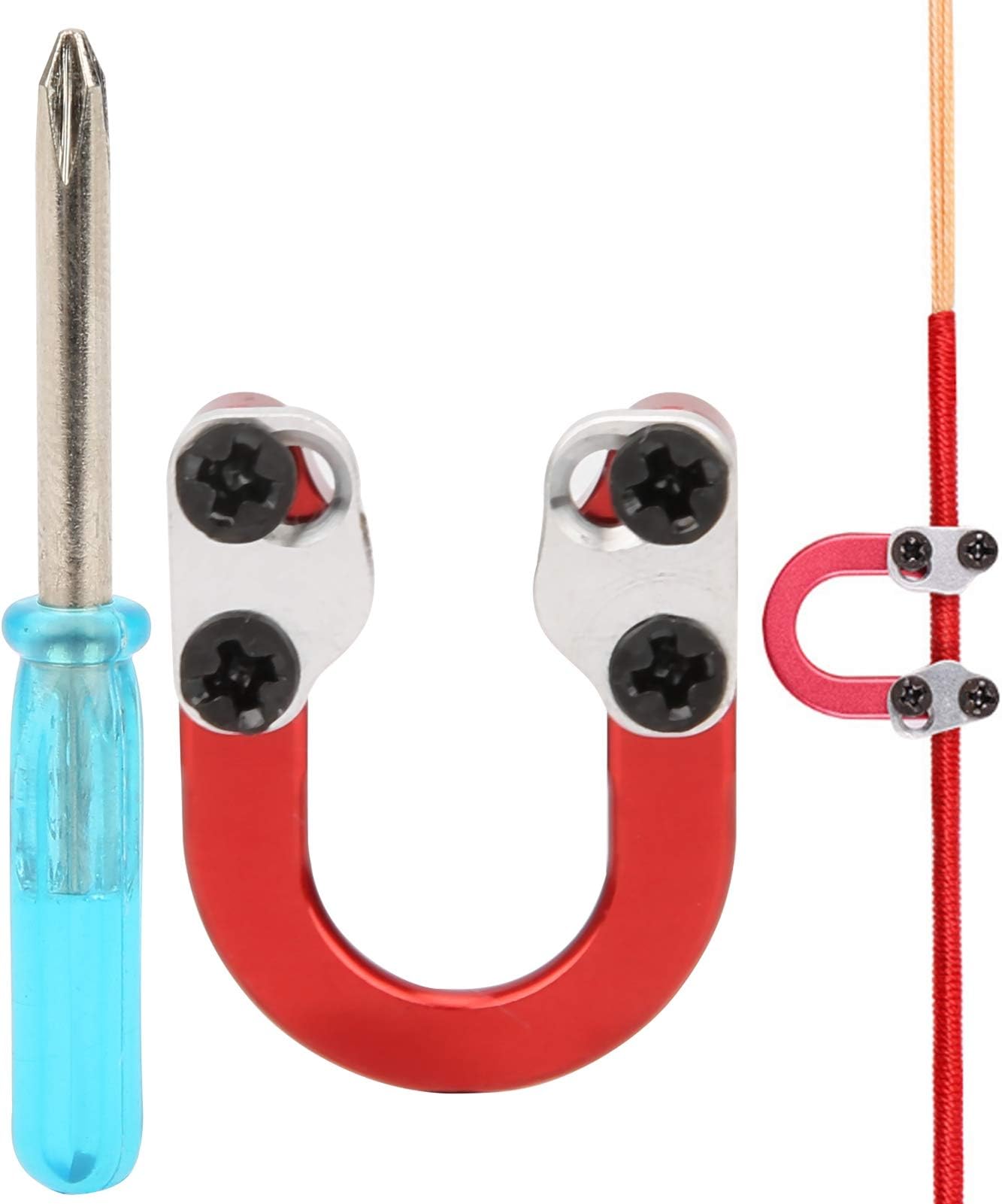 Keenso Archery D Loop Metal Ring, Shooting Metal D Ring with Screwdriver Release Bow String Arrow Nock D Loop