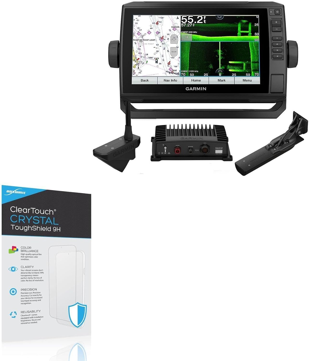 BoxWave Screen Protector Compatible With Garmin echoMAP UHD 93sv - ClearTouch Crystal ToughShield 9H (2-Pack), Clear 9H Tough Flexible Film Screen Protector