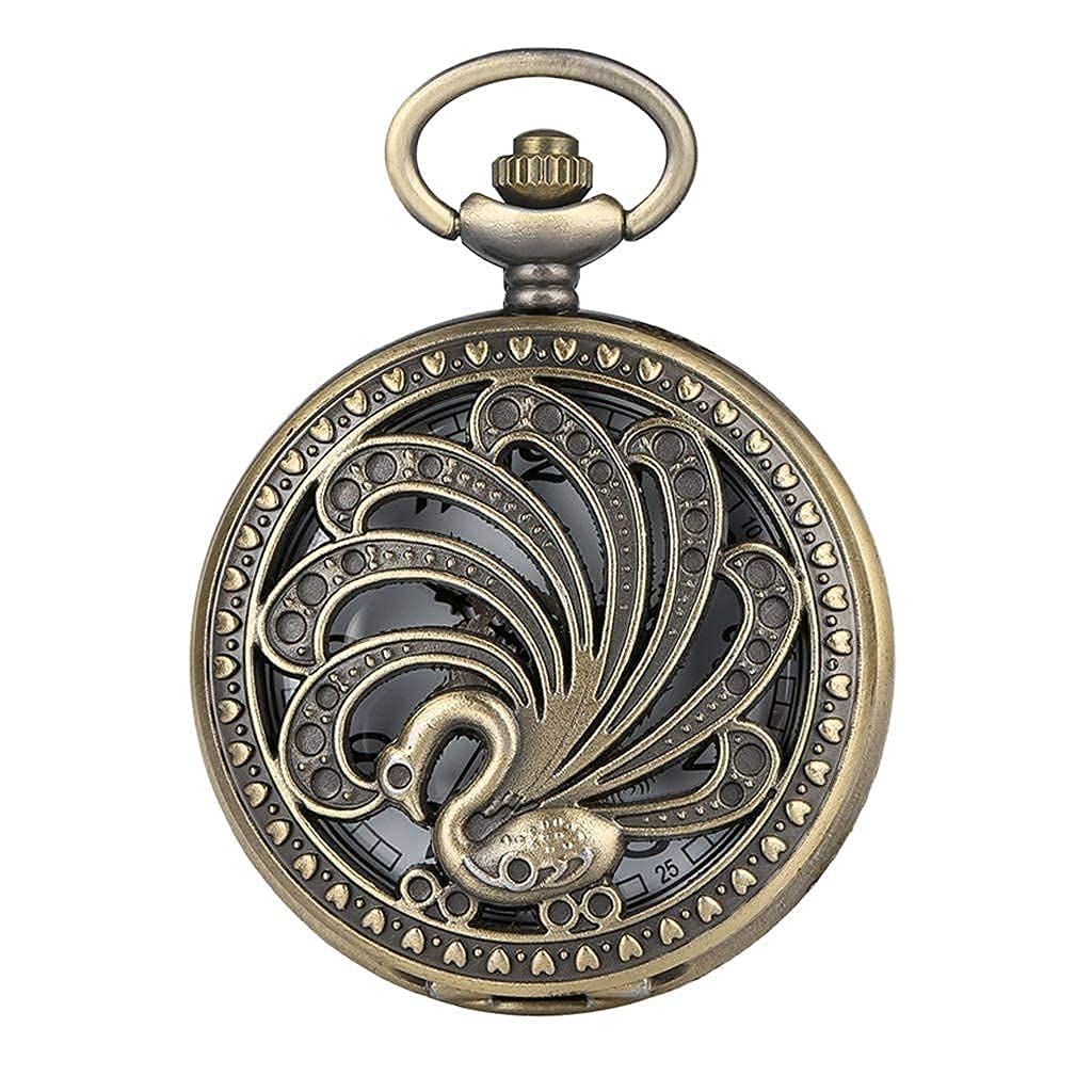 Pocket Watch Unisex,Antique Peacock Quartz Pocket Watch Retro Style Hollow Beauty Necklace Pendant Creative Gift Animal Watch Art Collectibles