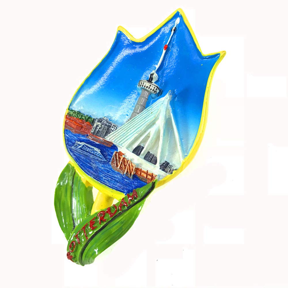 Quwsne Magnete da frigorifero Rotterdam Paesi Bassi magnete da frigorifero souvenir da viaggio in città regali turistici 3D classici punti di riferimento artigianali fatti a mano decorazione per la Quwsne Magnete da frigorifero Rotterdam Paesi Bassi magnete da frigorifero souvenir da viaggio in città regali turistici 3D classici punti di riferimento artigianali fatti a mano decorazione per la