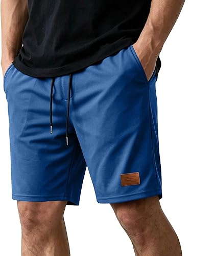 Mens Cargo Shorts Running Big and Tall Knee Length Elastic Waist Drawstring Mois