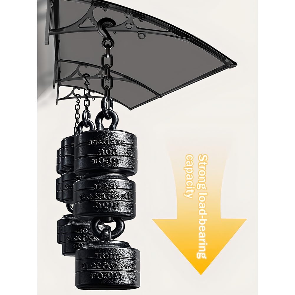 Tenda a baldacchino in policarbonato con staffa in alluminio, protezione UV per tutte le stagioni, protezione da pioggia e neve, per veranda e patio, 80 x 240 cm, design trasparente