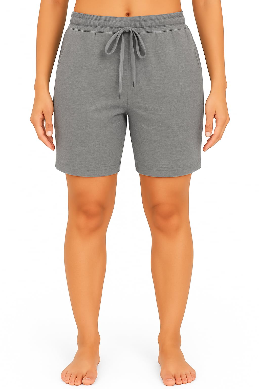 Women's Elastic Waist Regular Shorts Cotton Plain Shorts Single Pack-image-48