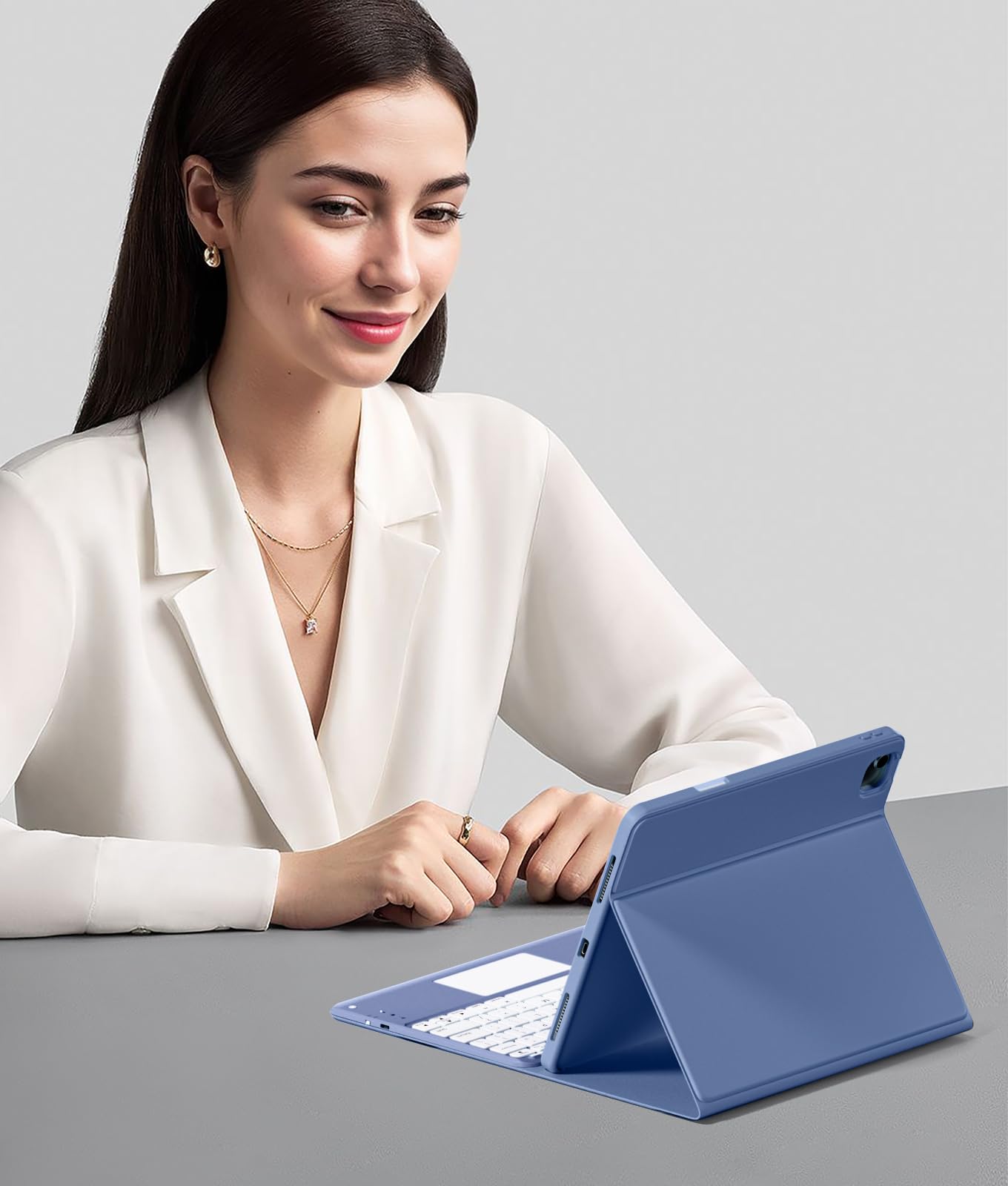 Harvopu for iPad Air 13 Inch & Pro 12.9 Case with Keyboard - Multi-Touch Trackpad, 7 Colors Backlit, Detachable Keyboard Cover for iPad Pro 12.9 (6th, 5th, 4th, 3rd gen), Air 13 M4/M3/M2 (): Blue