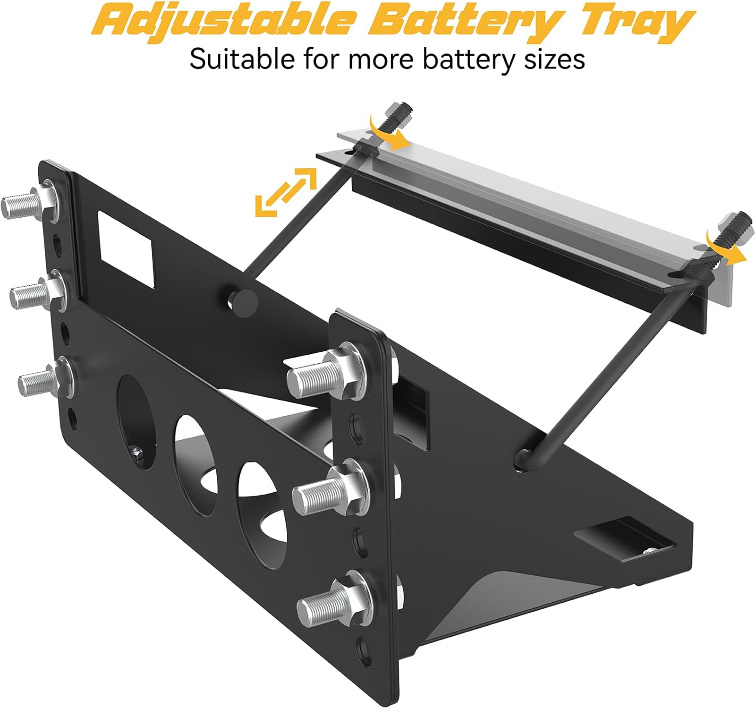Metal Steel Battery Mounting Box Tray Bracket DIY,Easy Bolt-In Battery Tray,Overall Length - Fits up to a 10.63” × 7.06” × 7.5” Battery, Anti-corrosion, No Rusting