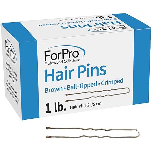 ForPro Horquillas para el cabello (575 unidades aproximadas), marrón, 2 pulgadas de largo, con punta de bola, rizado, no dañante, 1 libra.