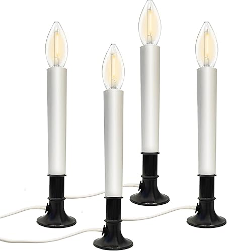 Miniatura 1 de Konictom Paquete de 4 velas eléctricas de Navidad para ventana, velas eléctricas de 9 pulgadas con sensor del atardecer al amanecer, luces de vela