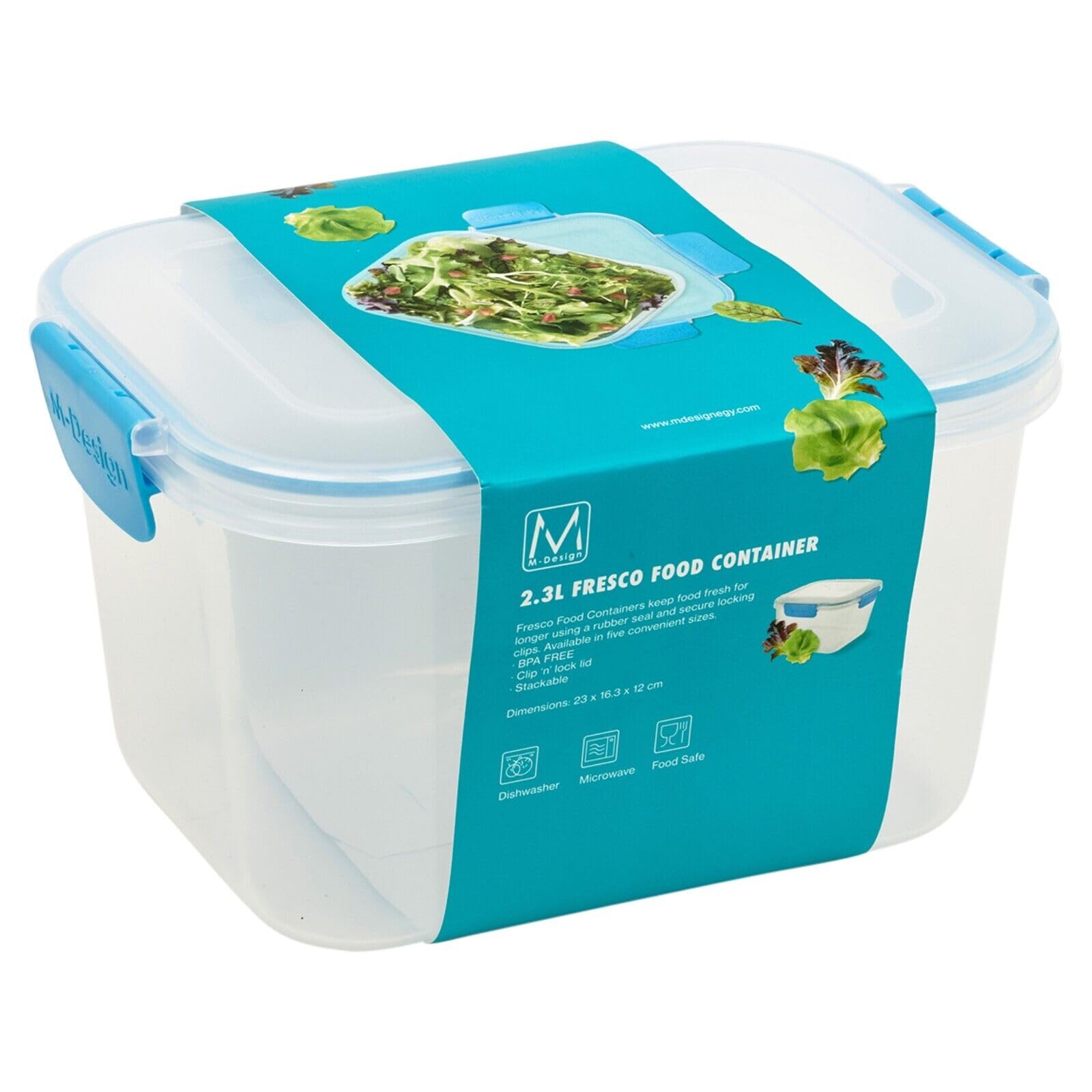 Urbn-Chef (2300Ml, ) Food Plastic Storage Container Airtight Seal Clip 'N' Lock Lid Dishwasher Safe Blue
