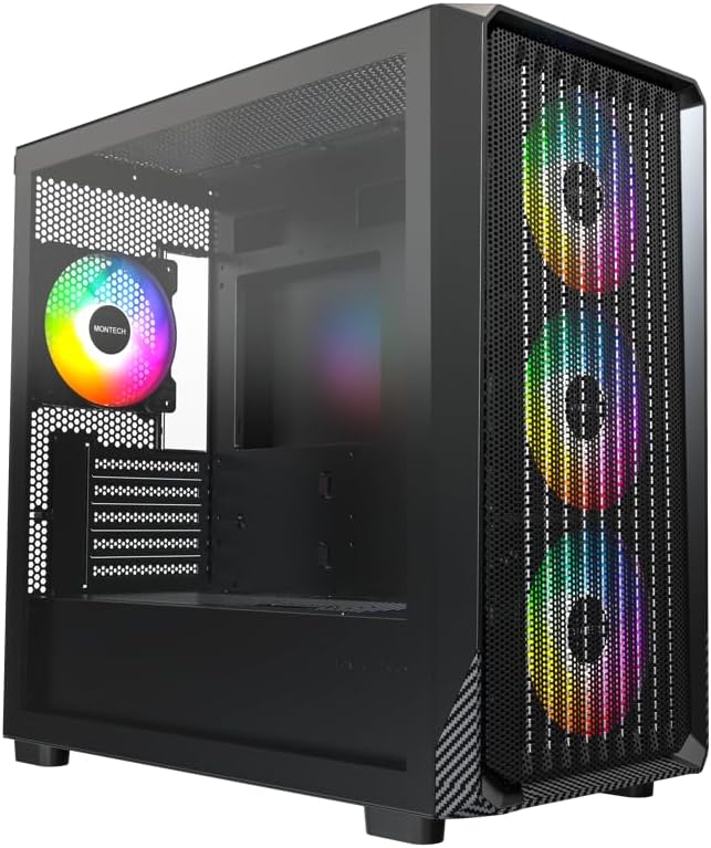 X5M High Airflow Micro-ATX Mid-Tower PC Case, 4 ARGB Fans, Black | 405mm GPU Support, 360mm Radiator Support, Mesh Panel, Tempered Glass, USB-C, Up to 9 Fans, Dust Filters