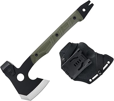 OKNIFE Otacle A1 Survival Hatchet & Camping Axe, 4 in 1 Full Tang Tactical Axe, G10 Non-Slip Grip Tomahawk with Durable Kydex Sheath (OD Green)
