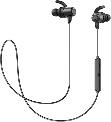 SoundPEATS Bluetooth Earphones IPX6 Waterproof Built in Mic In Ear Earbuds, Lightweight Sport Magnetic Bluetooth Headphones(HiFi Stereo Sound, 7 Hours Playing Time)-Bright Black(BT Chip : BK3266)