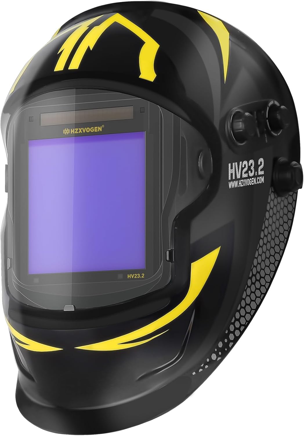 HZXVOGEN Welding Helmet Auto Darkening, 3.94"x3.82" Large Viewing Screen True Color Solar/Battery Power, 4 Arc Sensor Wide Shade 4/5-9/9-13 Welder Mask with Grind/Cut/Weld Mode for TIG MIG ARC(HV23.2)