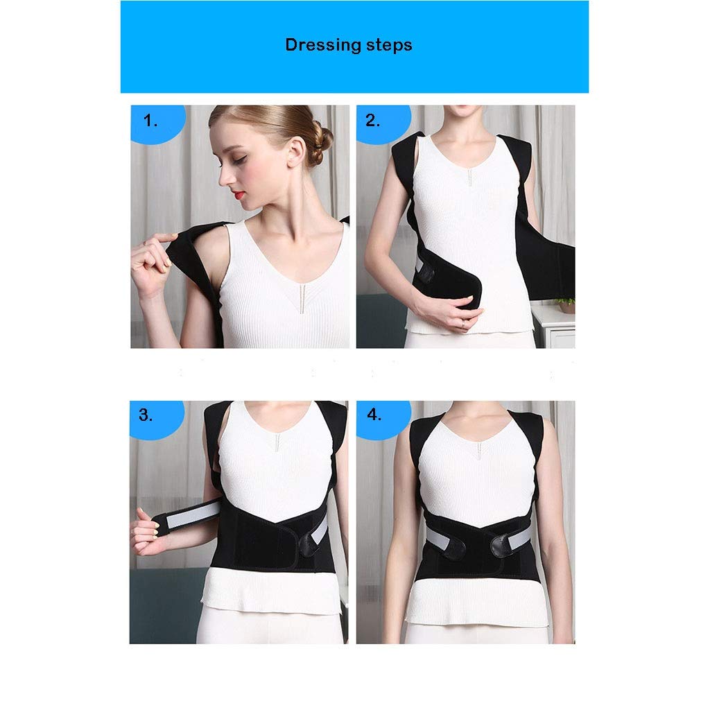 Corrector de postura, alta elasticidad, transpirabilidad, hombro, acolchado, soporte de espalda integrado, refuerzo de postura, unisex (negro) (talla : L) bueno