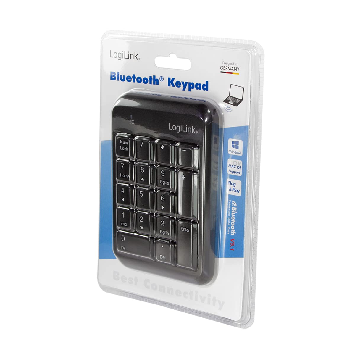 LogiLink ID0201 - Keypad wireless (BT v5.1), nero
