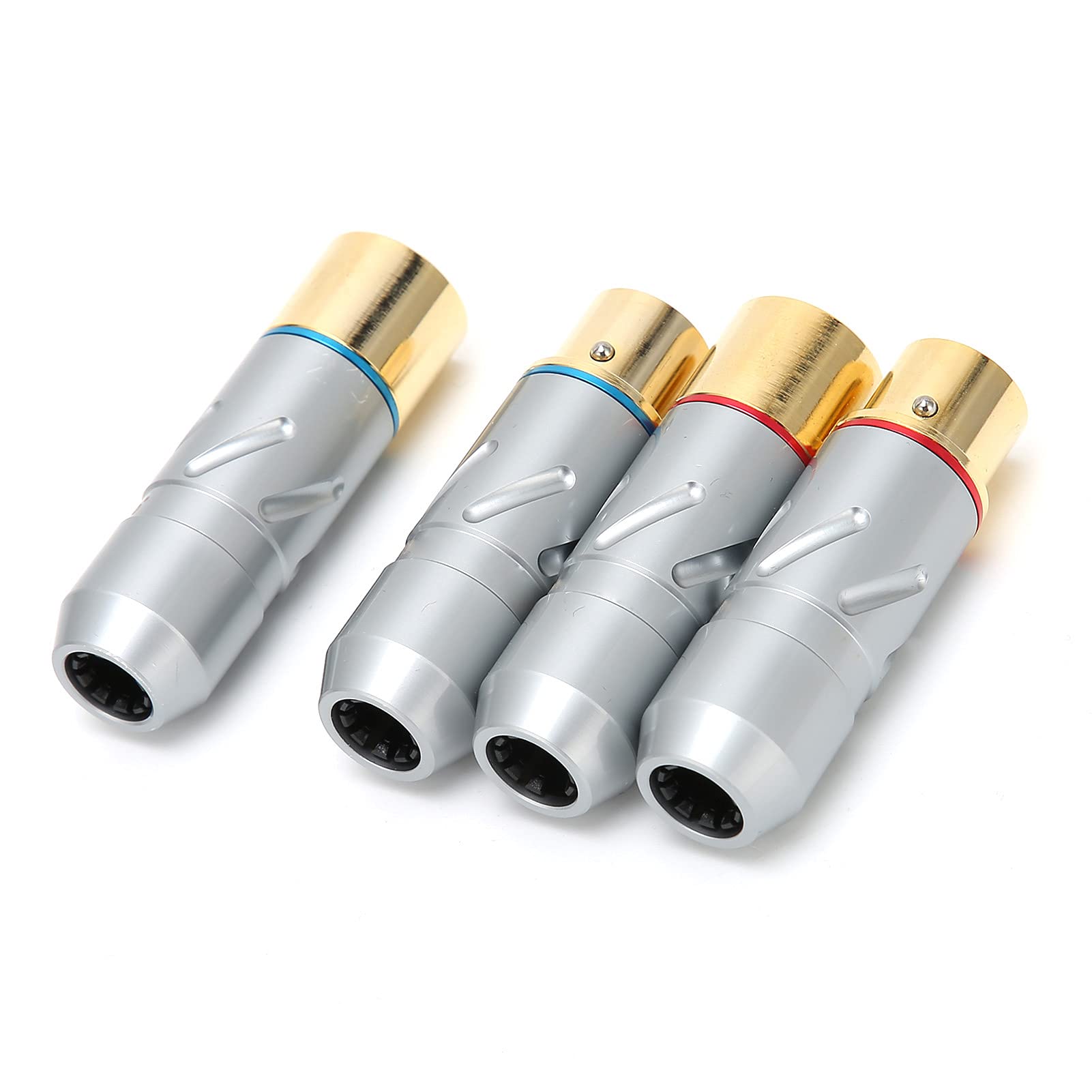 Zunate 3-adriges XLR-Mikrofon-Audiokabelstecker Reines Kupfer 24K Vergoldet Mikrofonkabelstecker, Zwei Stecker + Zwei Buchse