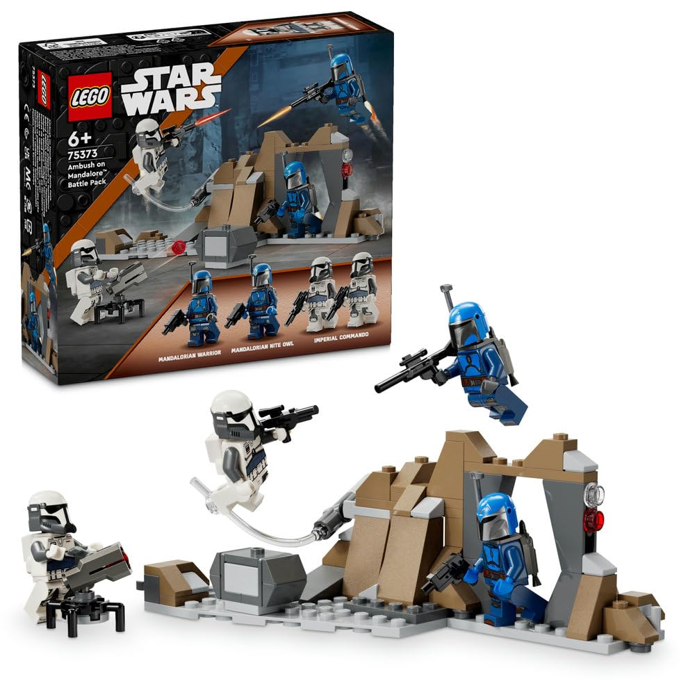 LEGOStar Wars: The Mandalorian Ambush on Mandalore Battle Pack, Building Toy for 6 Plus Year Old Boys & Girls, with 4 Character Minifigures, Small Creative Gift for Kids 75373