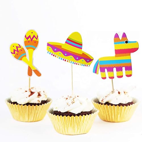 Miniatura 6 de Morndew 24 adornos de cactus para cupcakes para fiesta mexicana, fiesta temática de cumpleaños, baby shower, decoración de fiesta de boda