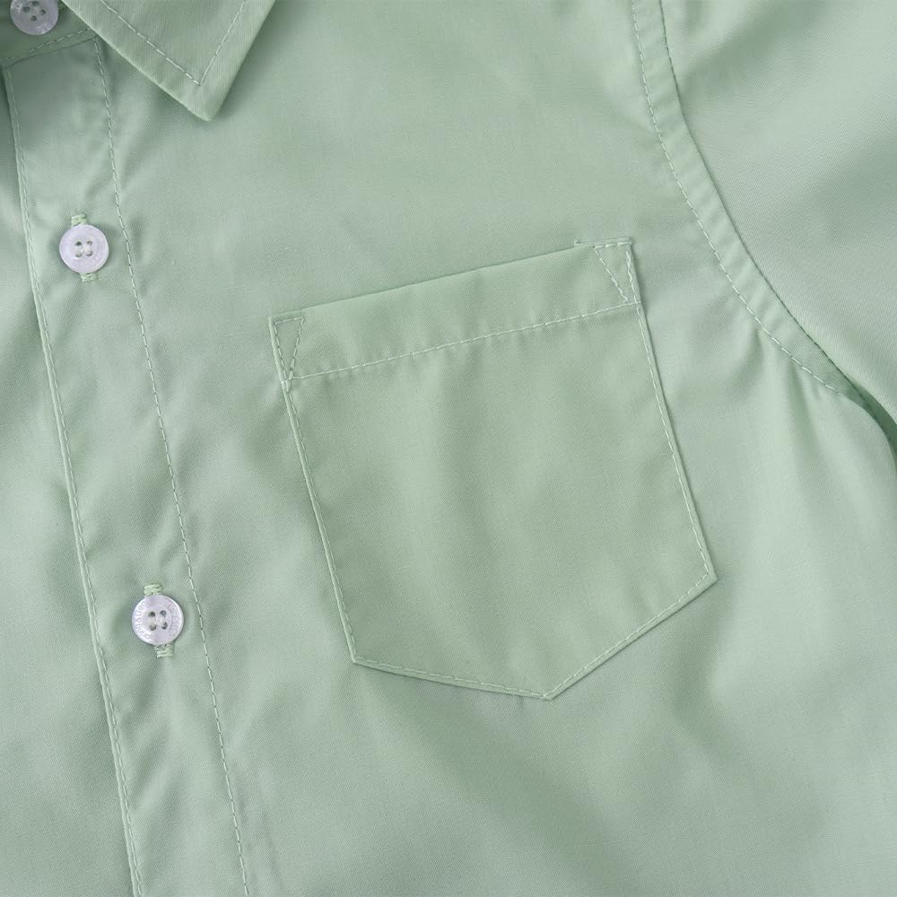 Spring&Gege Boys' Short Sleeve Dress Shirts Formal Uniform Poplin Solid - Image 5