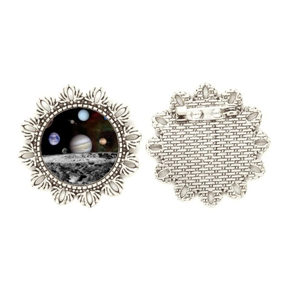 Broche de plata flor Many Planets Dark Universe medium para vestidos y chaquetas 4