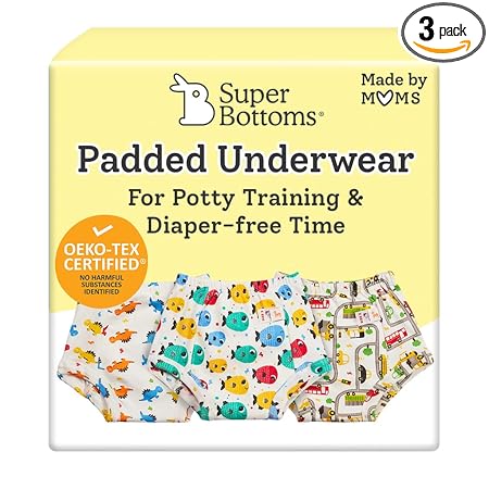 superbottoms SuperUnders- 100% Cotton,Padded, semi- Waterproof, Pull up Underwear/Pants for Diaper Free time and Potty Training-Pack of 3
