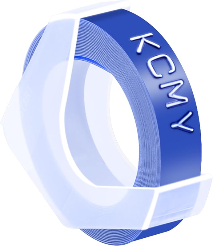 1PK 1/2 Embossing Label Tape Compatible for DYMO 521206 White on Blue 3D Plastic Labels Used in Organizer Xpress Pro 1575 1595, Office Mate II 1540 154000, MoTEX E101 E404 Label Makers