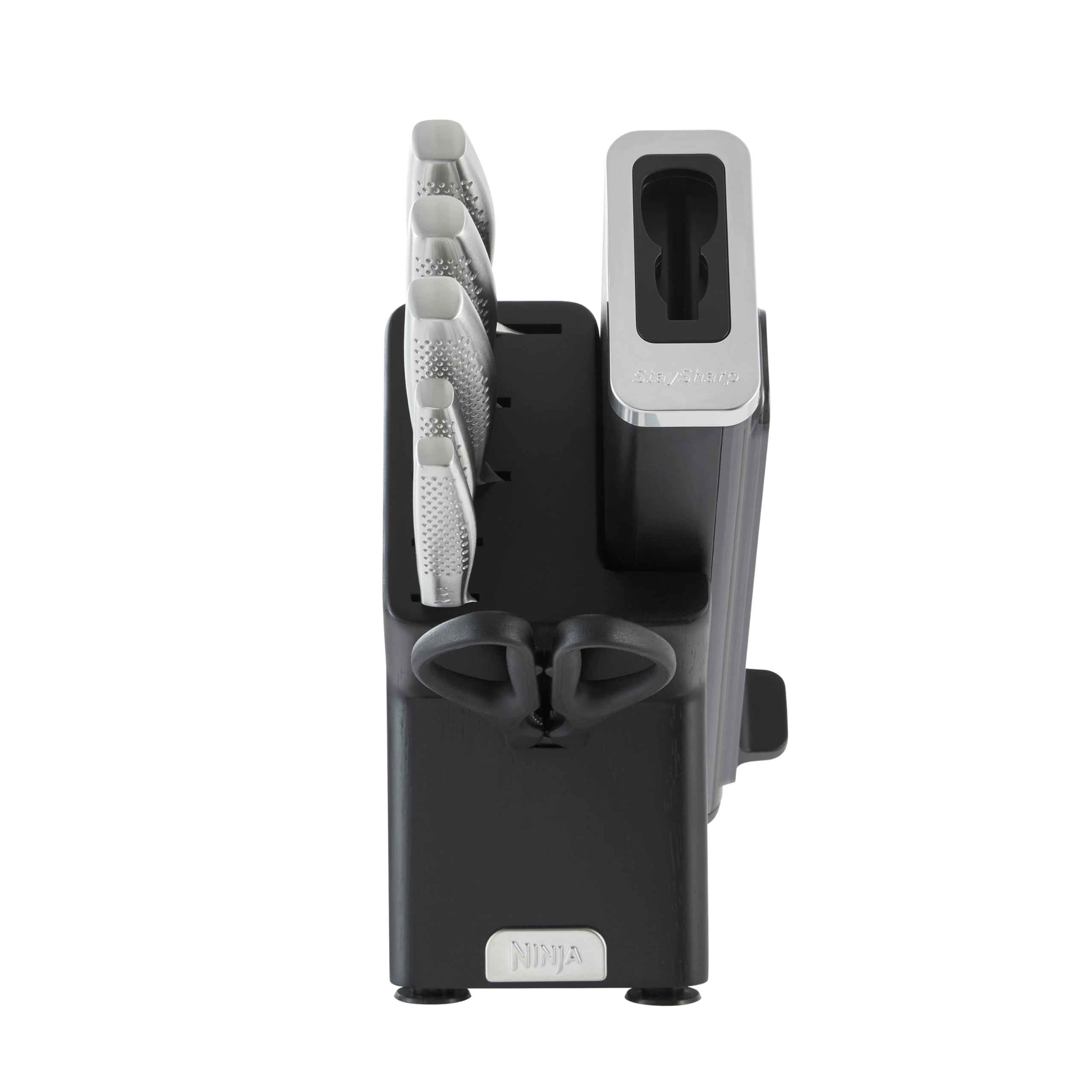 Ninja StaySharp Messerset, 6-teiliges Edelstahl-Messerset mit integriertem Messerschärfer, mit Küchen- und Kräuterschere, Schwarz K62006EUUK