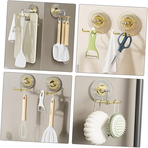 Miniatura 4 de 2 ganchos de succión resistentes giratorios para utensilios de cocina, organizador transparente montado en la pared, sin taladro, ganchos colgantes